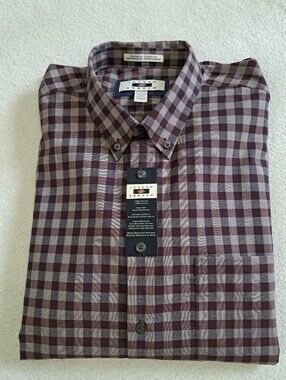 Joseph Abboud Button Down Shirt Size XL Plaid Purple Cotton Non Iron Classic Fit